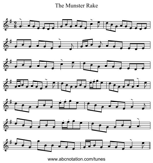 The Munster Rake - staff notation