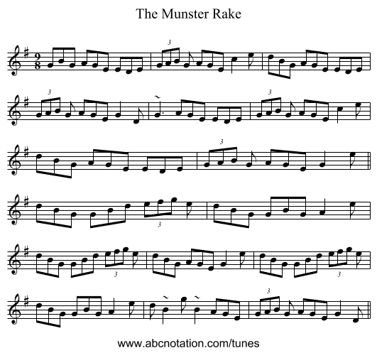 The Munster Rake - staff notation