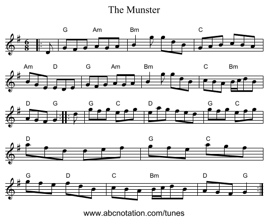 The Munster - staff notation