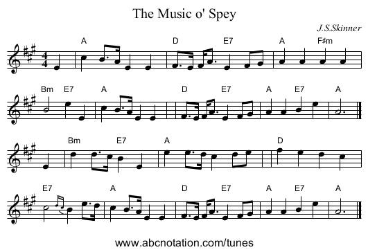 The Music o' Spey - staff notation