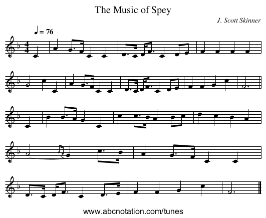 The Music of Spey - staff notation
