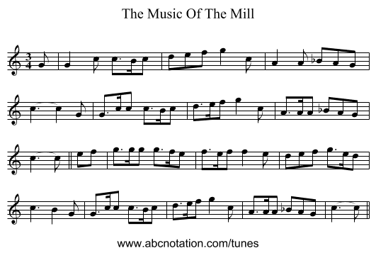 The Music Of The Mill - staff notation