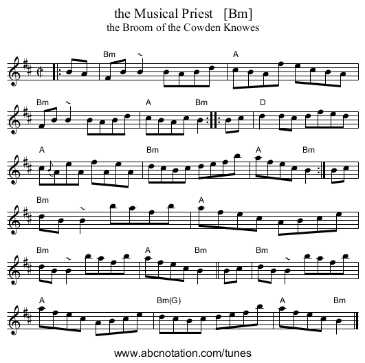 the Musical Priest   [Bm] - staff notation