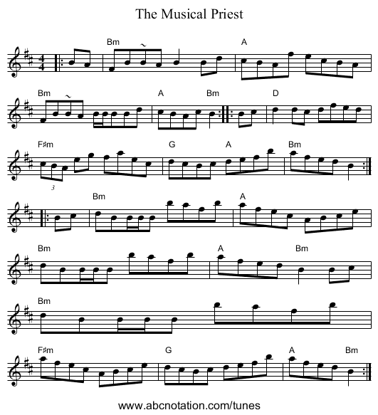 The Musical Priest - staff notation