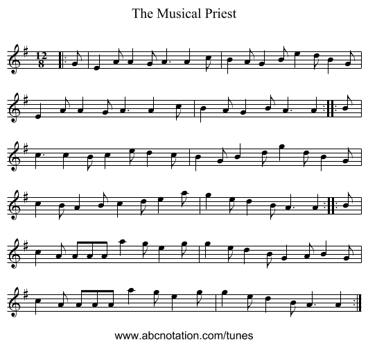 The Musical Priest - staff notation