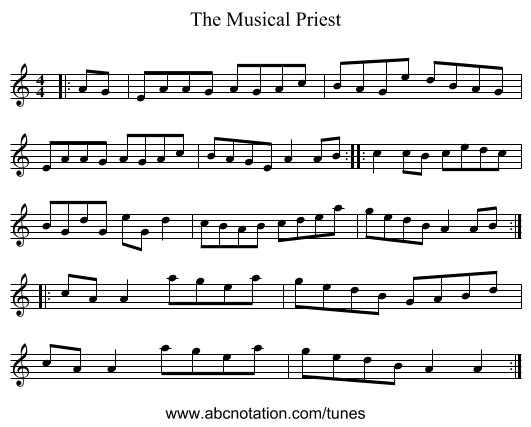The Musical Priest - staff notation