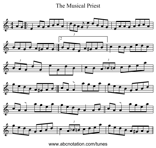The Musical Priest - staff notation
