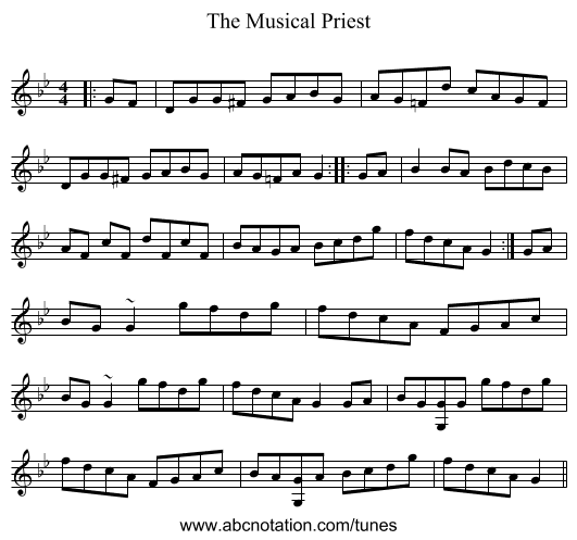 The Musical Priest - staff notation