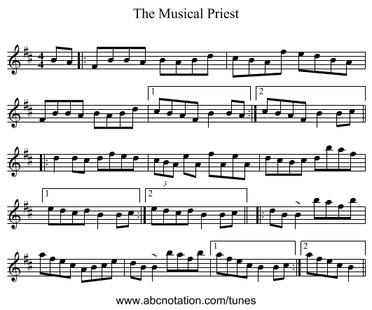The Musical Priest - staff notation