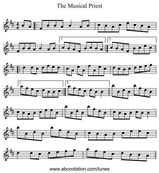 The Musical Priest - staff notation