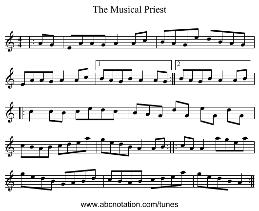 The Musical Priest - staff notation