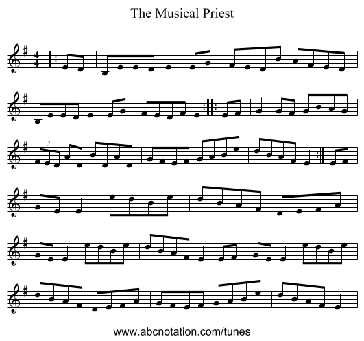 The Musical Priest - staff notation