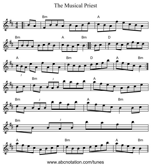 The Musical Priest - staff notation