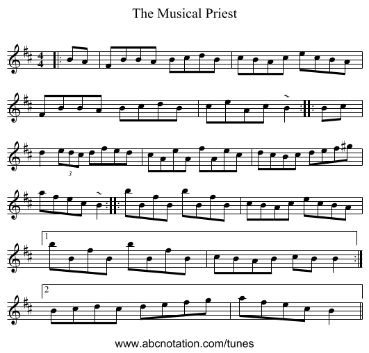 The Musical Priest - staff notation