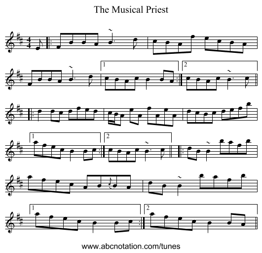 The Musical Priest - staff notation
