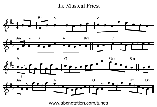 the Musical Priest - staff notation