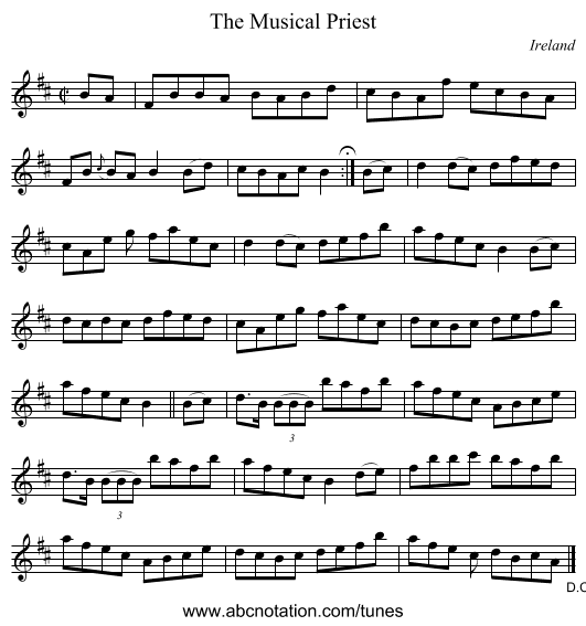 The Musical Priest - staff notation