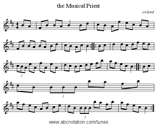 the Musical Priest - staff notation