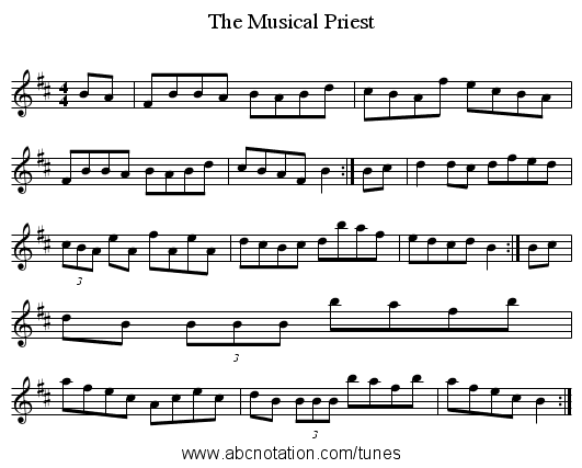 The Musical Priest - staff notation