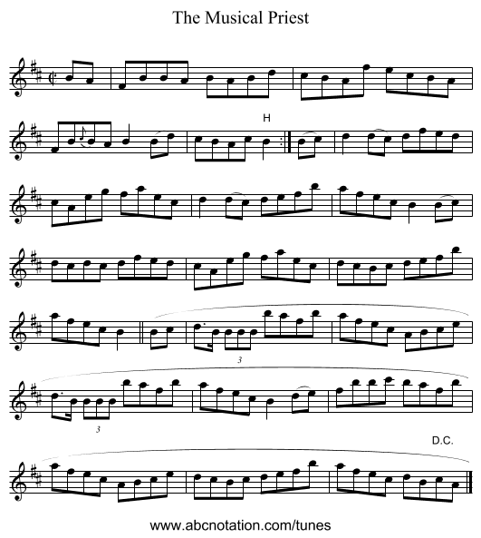 The Musical Priest - staff notation