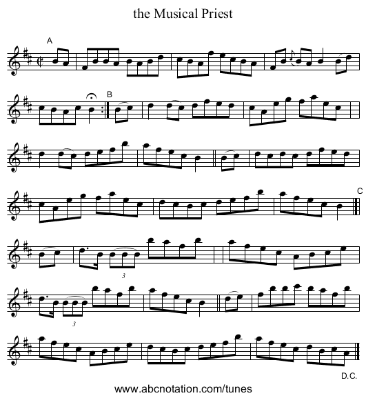 the Musical Priest - staff notation