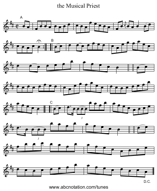 the Musical Priest - staff notation
