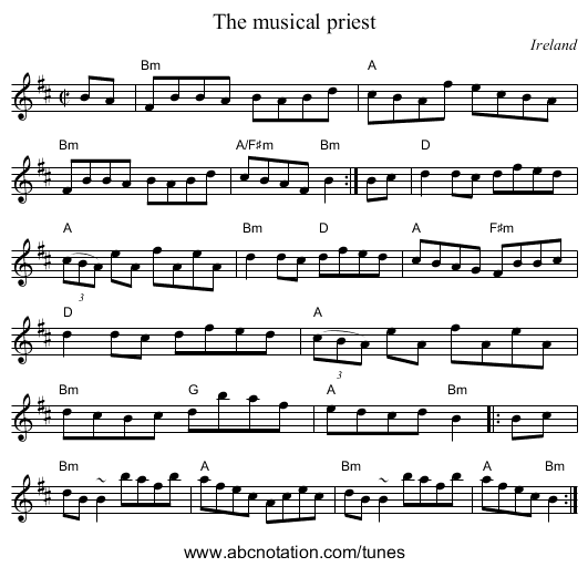 The musical priest - staff notation