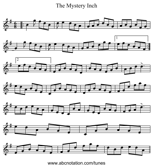 The Mystery Inch - staff notation