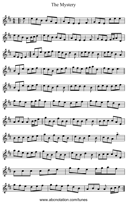 The Mystery - staff notation