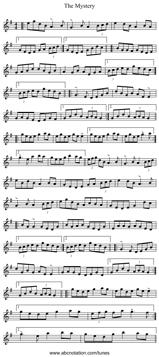 The Mystery - staff notation