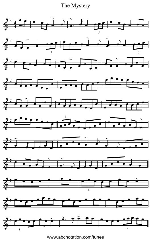 The Mystery - staff notation