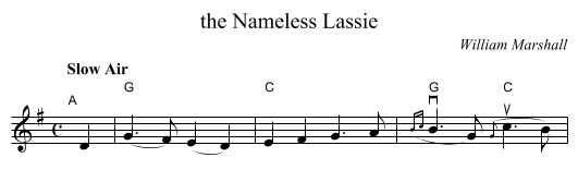 the Nameless Lassie - staff notation