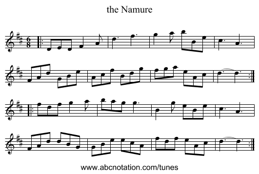 the Namure - staff notation