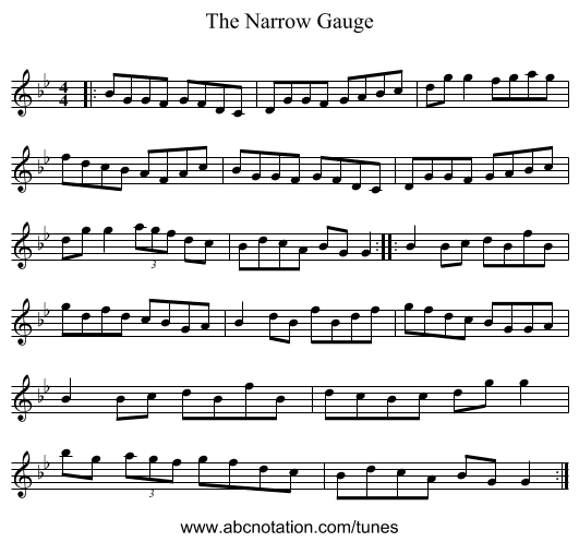 The Narrow Gauge - staff notation