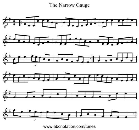 The Narrow Gauge - staff notation