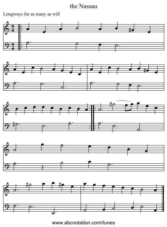 the Nassau - staff notation