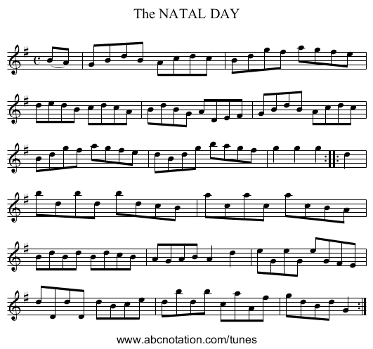 The NATAL DAY - staff notation
