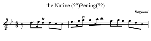 the Native (??)Pening(??) - staff notation