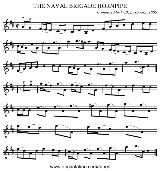 THE NAVAL BRIGADE HORNPIPE - staff notation
