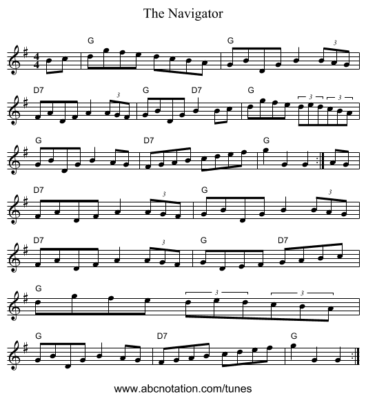 The Navigator - staff notation
