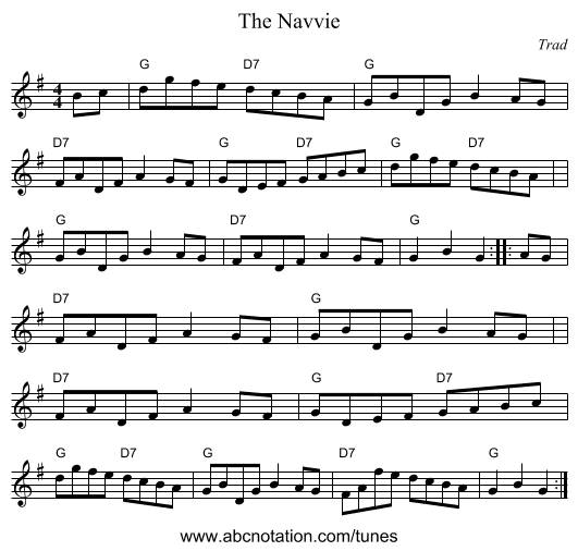 The Navvie - staff notation