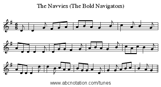 The Navvies (The Bold Navigators) - staff notation