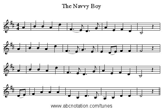 The Navvy Boy - staff notation