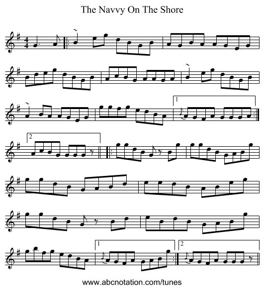 The Navvy On The Shore - staff notation