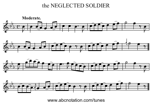 the NEGLECTED SOLDIER - staff notation