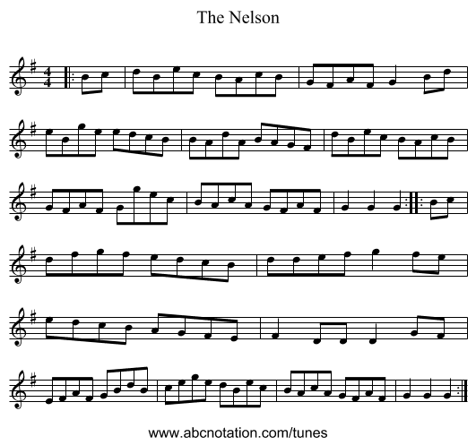 The Nelson - staff notation