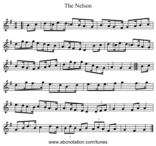 The Nelson - staff notation