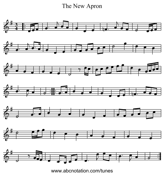 The New Apron - staff notation