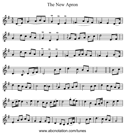 The New Apron - staff notation