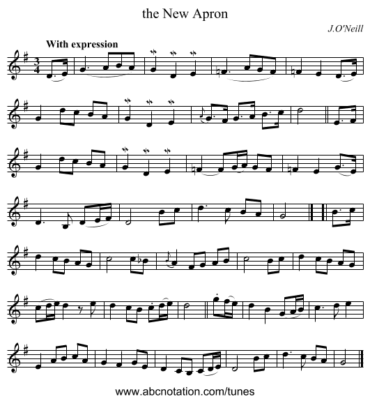 the New Apron - staff notation